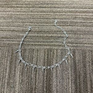 Silver-tone Chunky Chain Spike Choker, Emo Punk Grunge Necklace, Goth Y2k